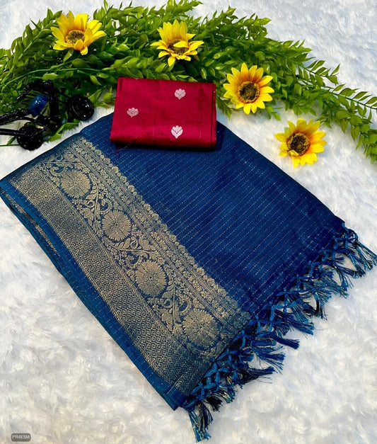 Mysore Silk Saree with Weaving & Blouse Piece