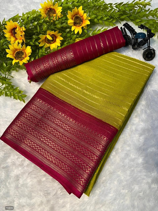Mysore Silk Saree with Weaving & Blouse Piece