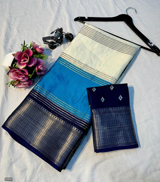 Mysore Silk Saree with Weaving & Blouse Piece