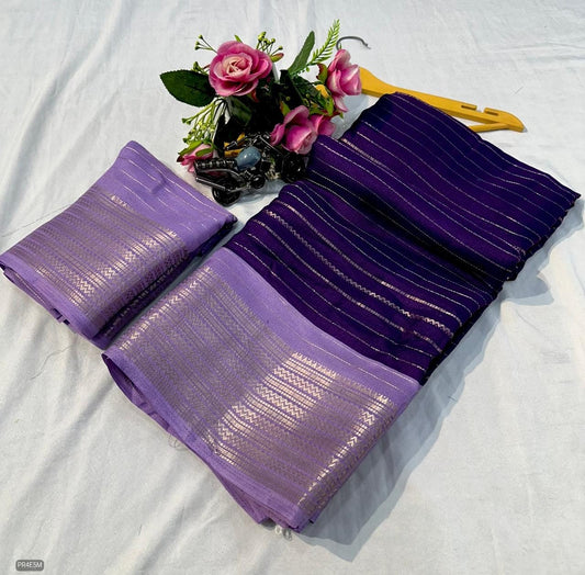 Mysore Silk Saree with Weaving & Blouse Piece