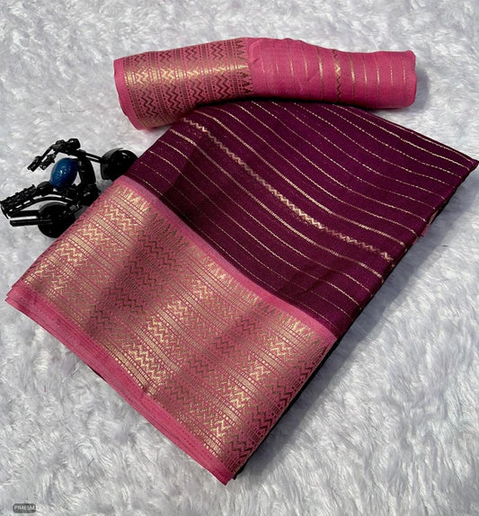 Mysore Silk Saree with Weaving & Blouse Piece