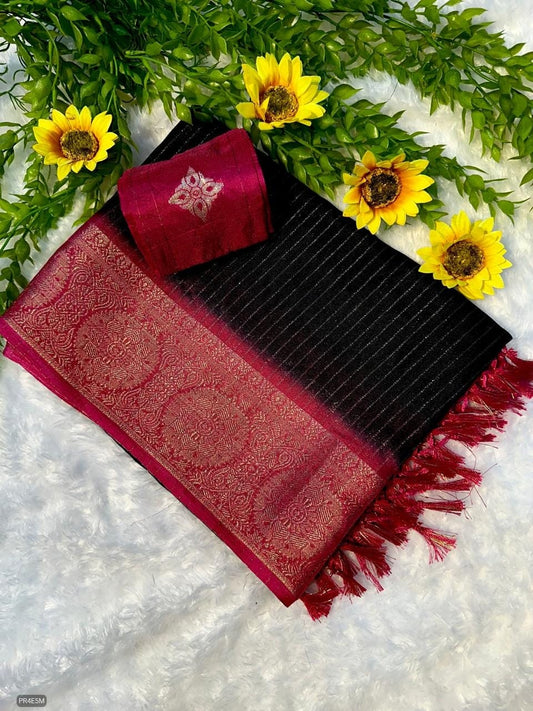 Mysore Silk Saree with Weaving & Blouse Piece