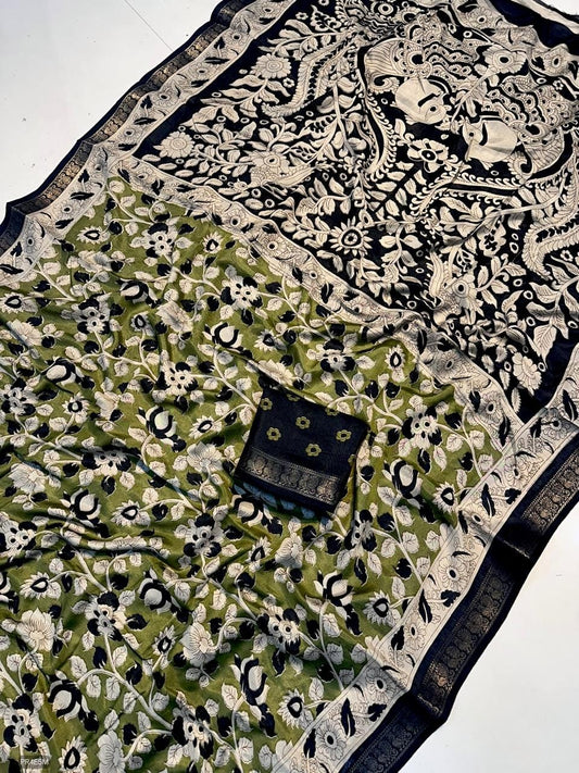 Mysore Silk Saree with Weaving & Blouse Piece