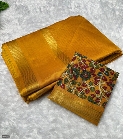Mysore Silk Saree with Weaving & Two-Tone Border