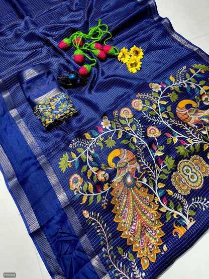 Mysore Silk Saree with Weaving & Two-Tone Border