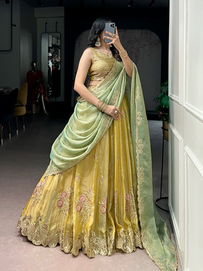 NC Moss Silk Lehenga Set with Sequins Embroidery & Dupatta