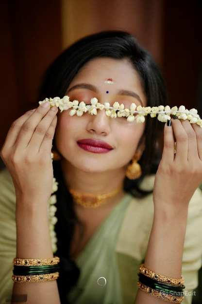 Onam Festival Special Cotton Saree with Zari Checks & Lagadi Pallu – Traditional Kerala Saree with Zari Border & Weaving Blouse