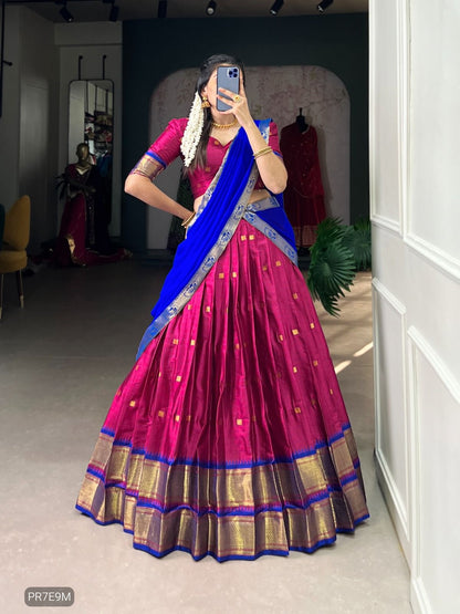 Paithani Cotton Silk Lehenga Set with Weaving Work & Georgette Dupatta