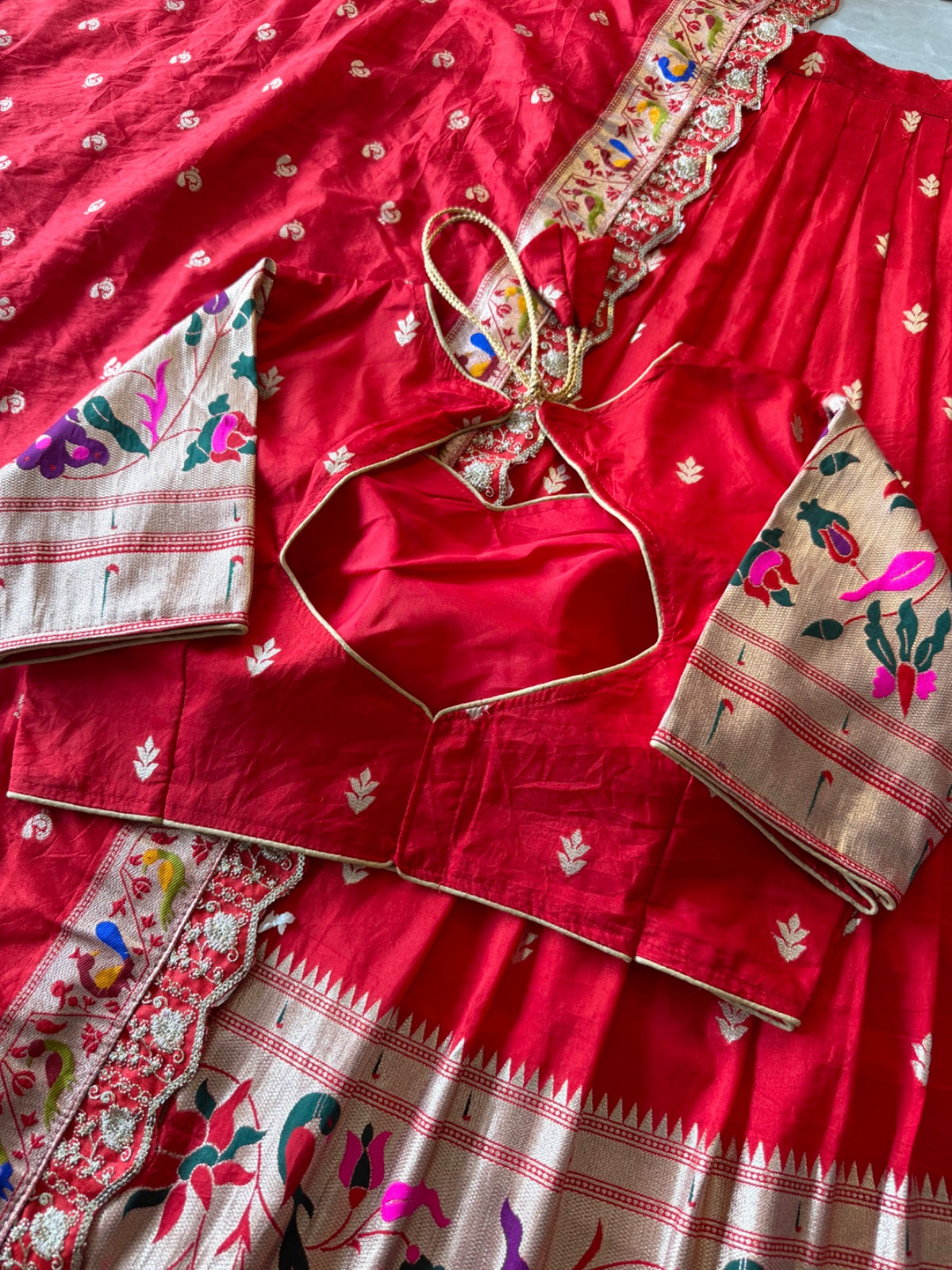 Paithani Hafsaree Lehenga in Dola Silk with Paithani Weaving