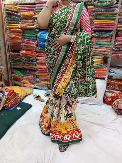 Patola Silk Saree with Gotta Kinari and Bon Bijiya Lace