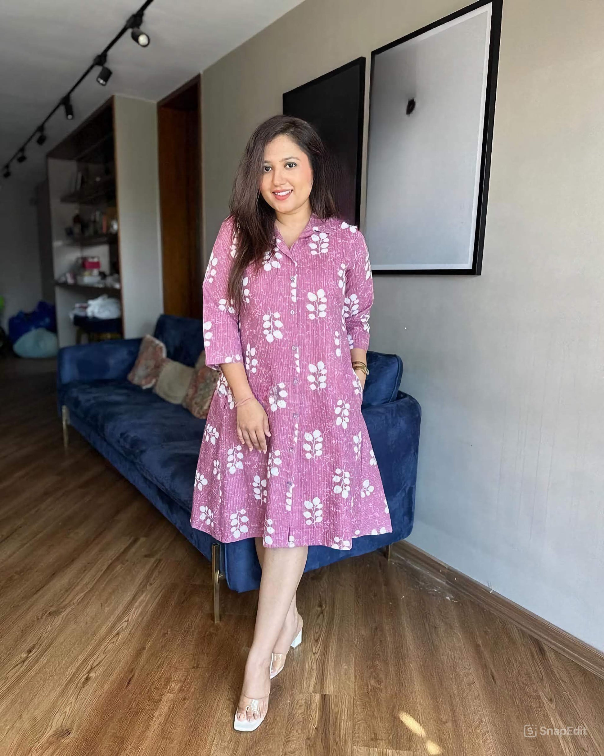 cotton dress sleeve designs Buy Maroon Floral Printed Cotton Dress with Puff Sleeves