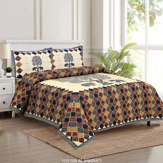 Cotton Bedsheet Set with Pillow Covers (100x108 Inches)