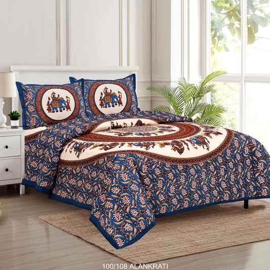 Cotton Bedsheet Set with Pillow Covers (100x108 Inches)