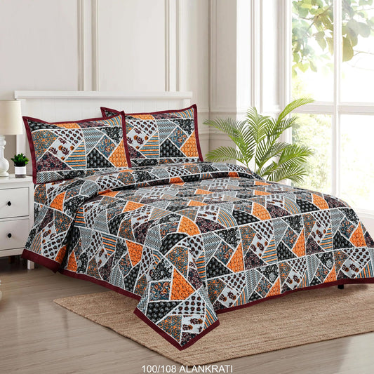 Cotton Bedsheet Set with Pillow Covers (100x108 Inches)