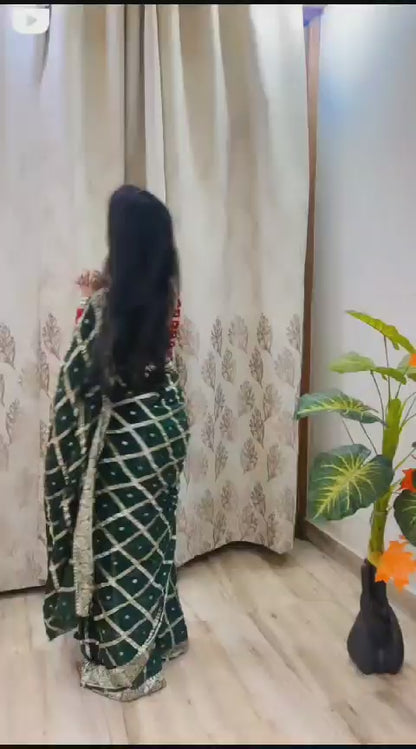 Georgette Chokda Zari Waiving Saree with Zari Border and Contrast Blouse