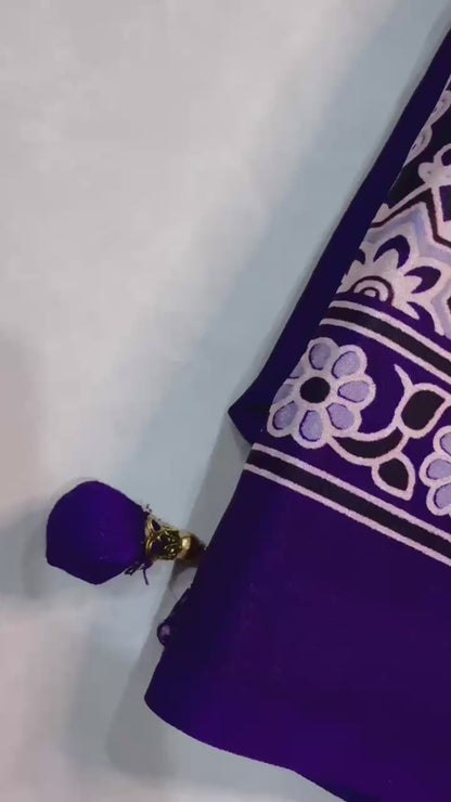 Ajrakh Printed Crepe Gajji Silk Saree with Blouse | 6.30 Mtr