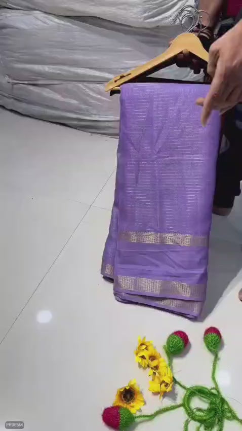 Mysore Silk Saree with Weaving & Two-Tone Border