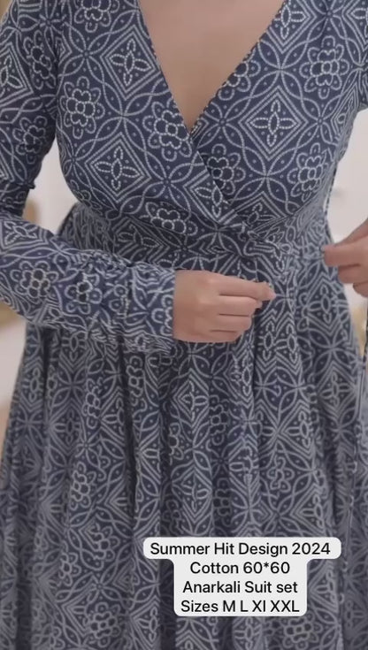 Bandej Design Anarkali Angrakha Dress with Tussles & Palazzo Pant - Cotton 60*60