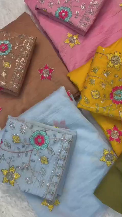 Mul Cotton Saree with Beads & Thread Work