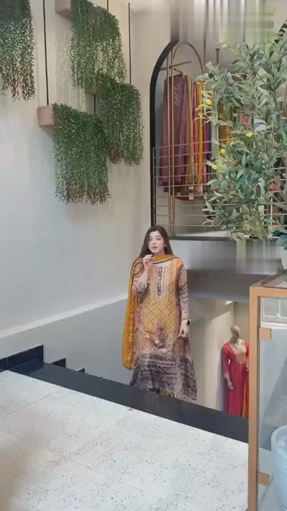 Faux Georgette Embroidered Sequence Work Kurti with Palazzo & Dupatta Set