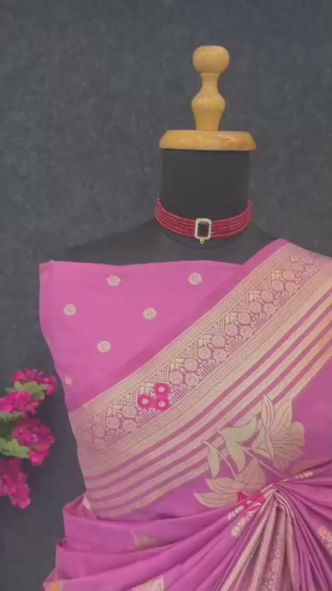 Mashlin Stapul Silk Saree with Tassel Pallu & Blouse