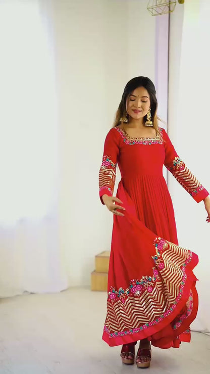 Embroidered Sequence Georgette Anarkali Three Piece Set