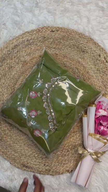 Chiffon Saree with Beads Work and Blouse