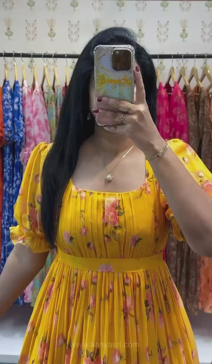 Floral Print Alfino Chiffon Dress with Lining – 48"