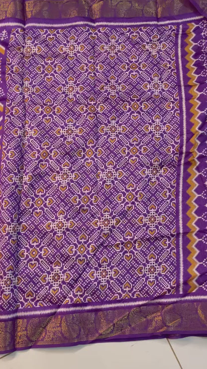 Kalamkari Saree with Golden Zari Border and Contrast Blouse