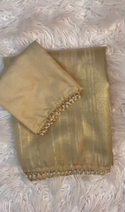 Tissue Organza Saree with Lace Work