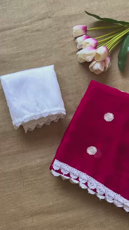 Georgette Saree with White Thread Embroidery and Art Silk Blouse