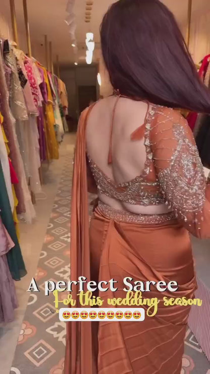 Ready-to-Wear Rangoli Silk Drape Saree with Embroidered Blouse