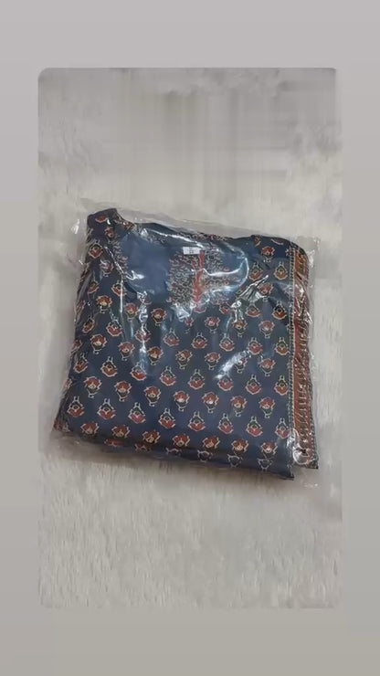 Kurti Pant Dupatta Set with Sequence Work on Yoke