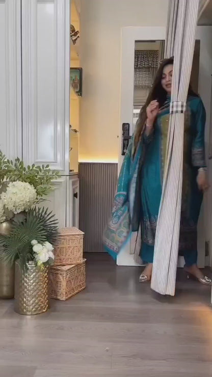 KitKat Silk Suit Set with Printed Dupatta & Pant