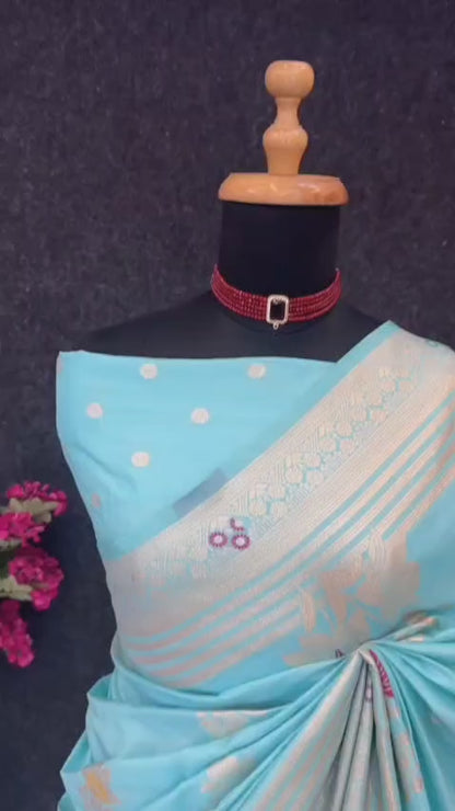 Mashlin Stapul Silk Saree with Tassel Pallu & Blouse