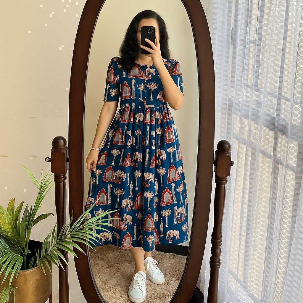 Printed Cotton 60/60 Midi Dress for Women