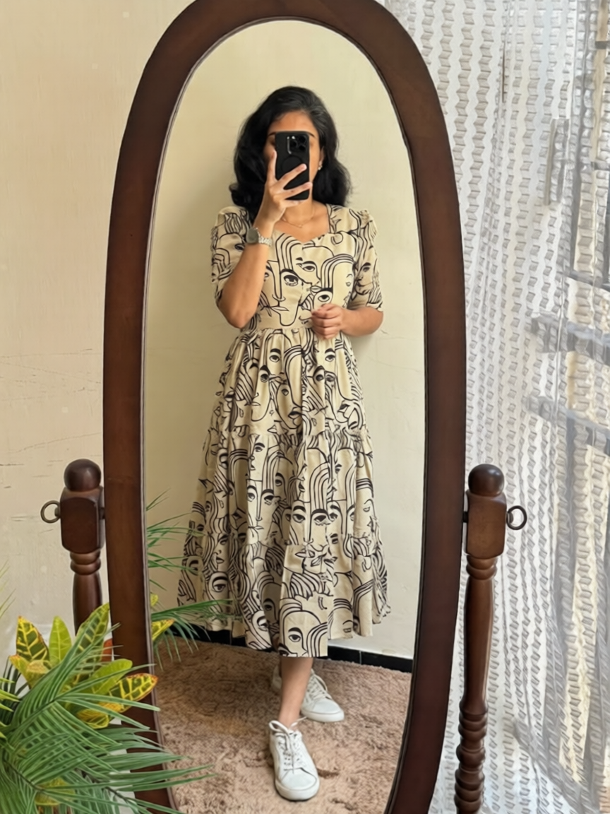 Printed Cotton 60/60 Midi Dress for Women