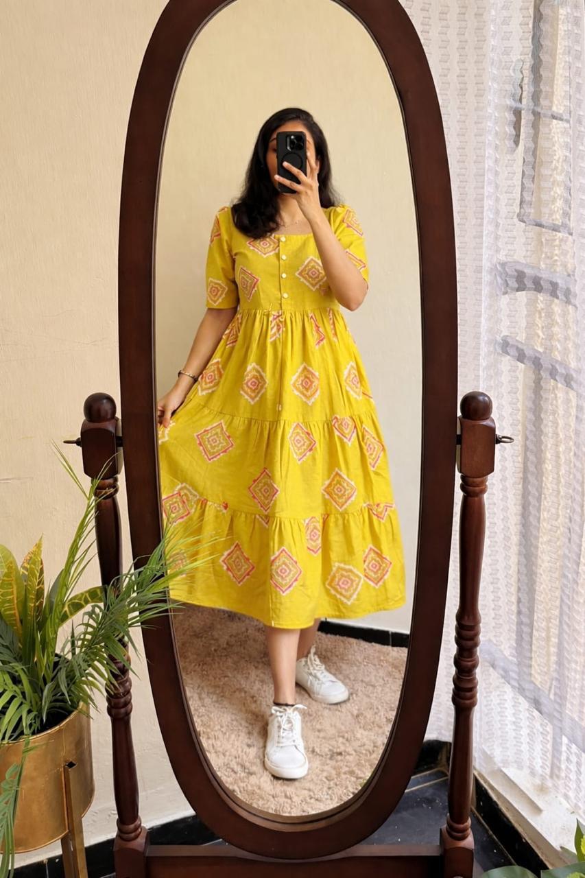 Printed Cotton 60/60 Midi Dress for Women