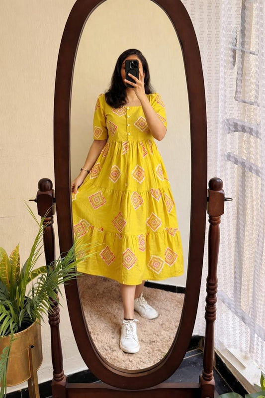 Printed Cotton 60/60 Midi Dress for Women