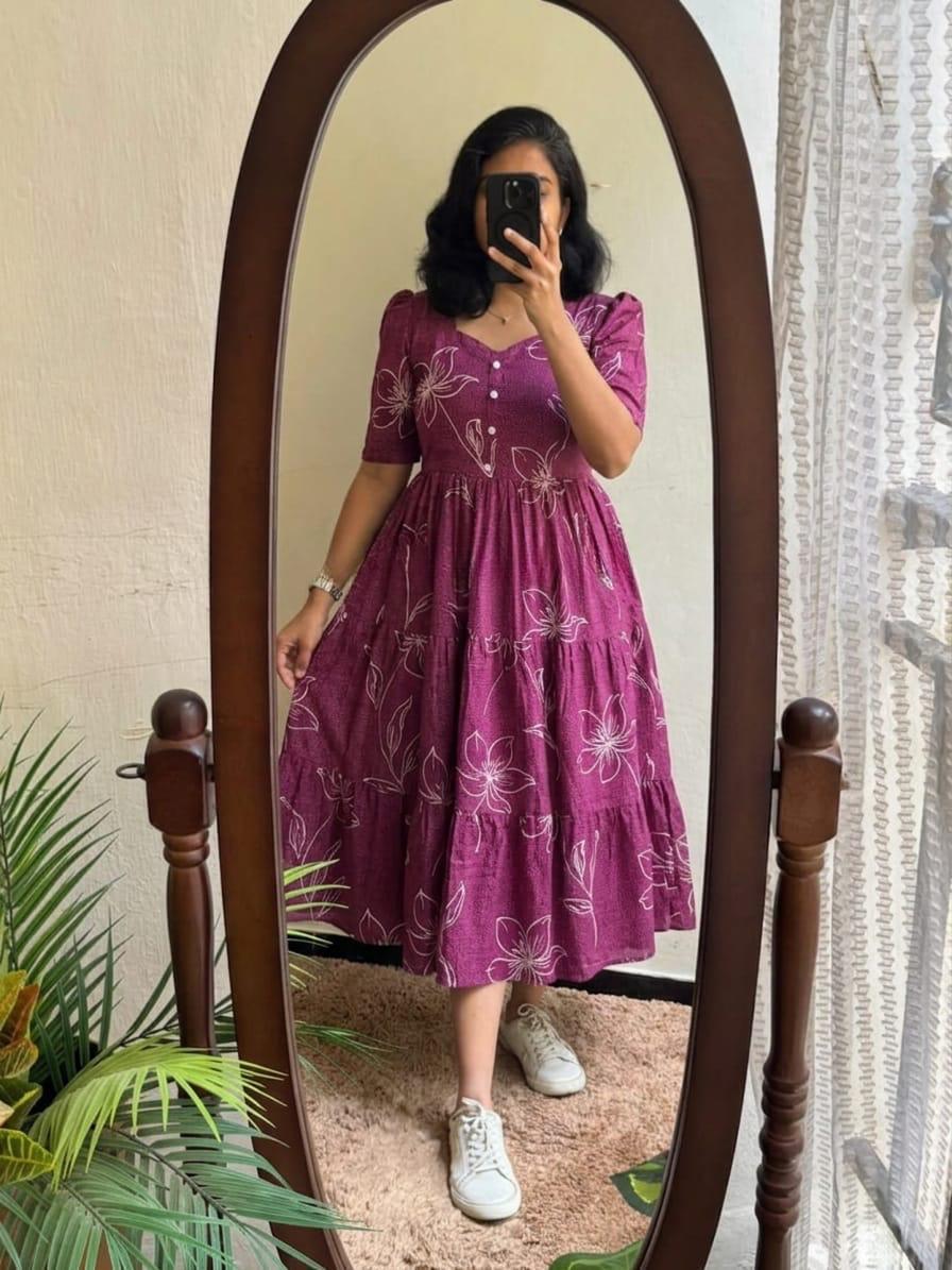 Printed Cotton 60/60 Midi Dress for Women