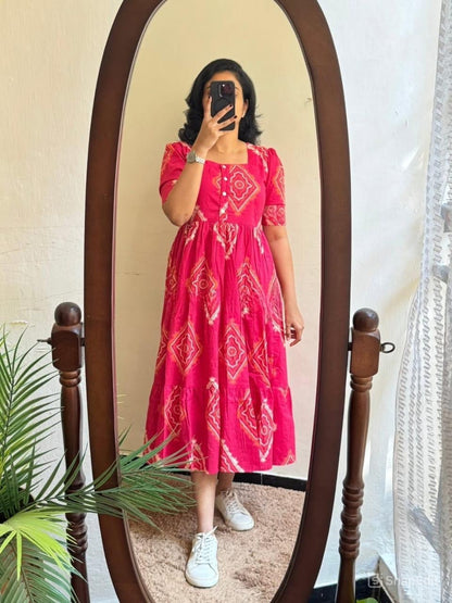 Printed Cotton 60/60 Midi Dress for Women