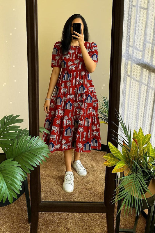 Printed Cotton 60/60 Midi Dress for Women