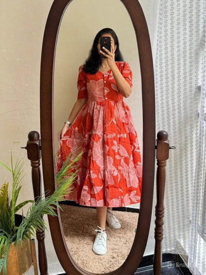 Printed Cotton 60/60 Midi Dress for Women