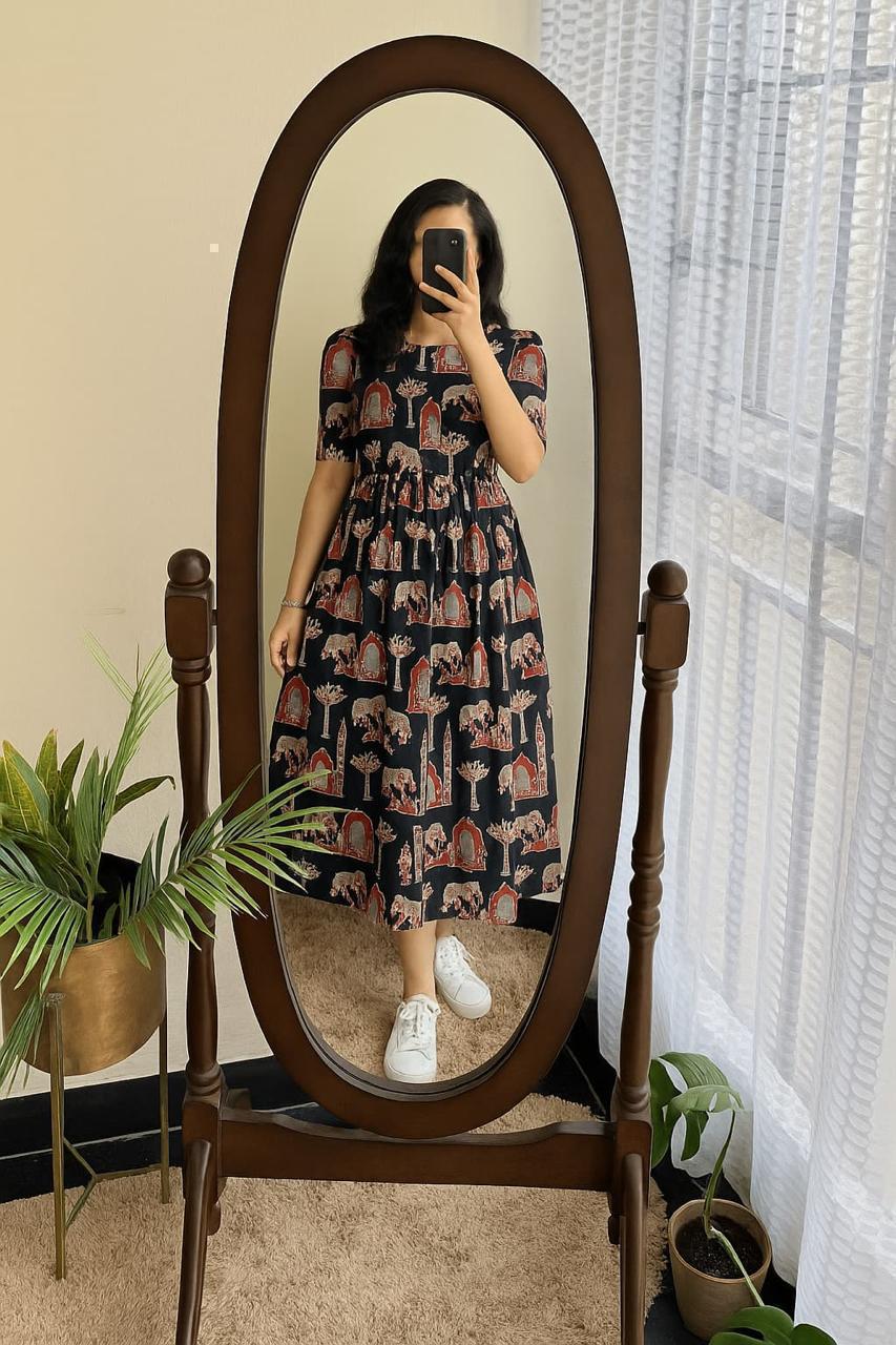 Printed Cotton 60/60 Midi Dress for Women