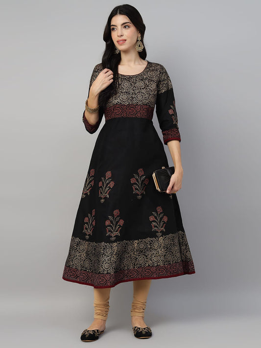 Printed Cotton Anarkali Kurta | 48 Inch Flared