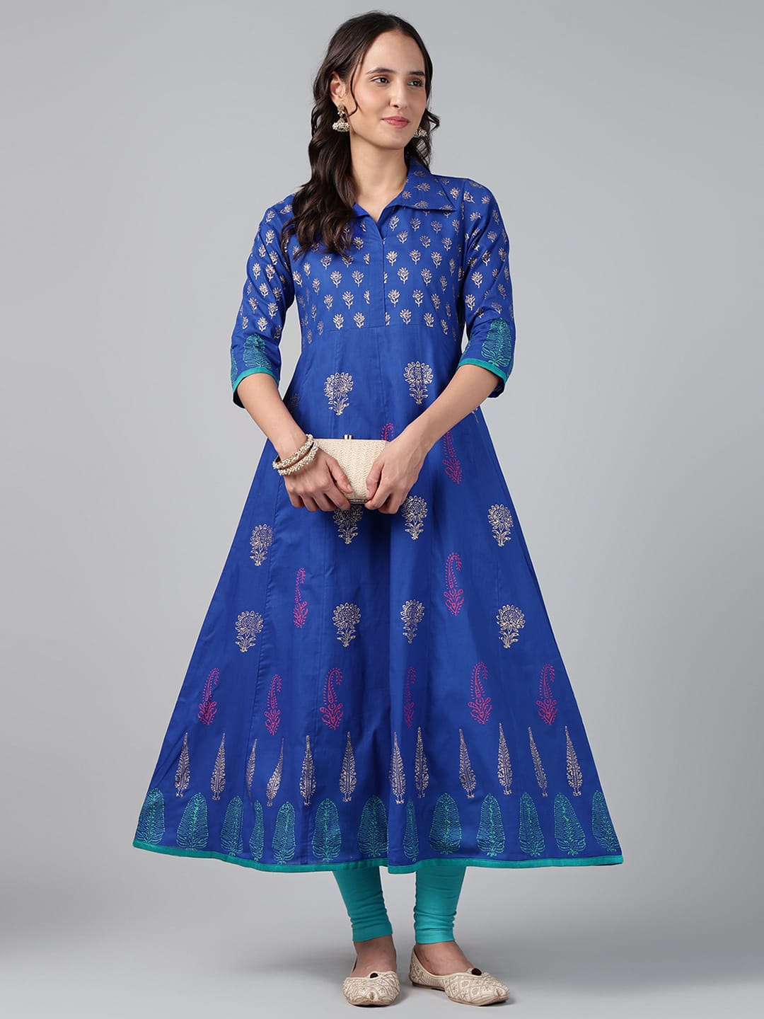 Printed Cotton Anarkali Kurta | 48 Inch Flared