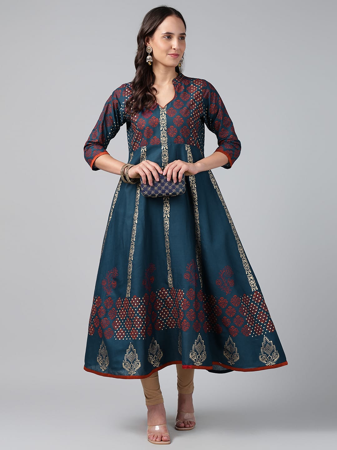 Printed Cotton Anarkali Kurta | 48 Inch Flared