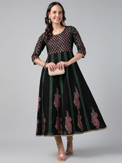 Printed Cotton Anarkali Kurta for Women