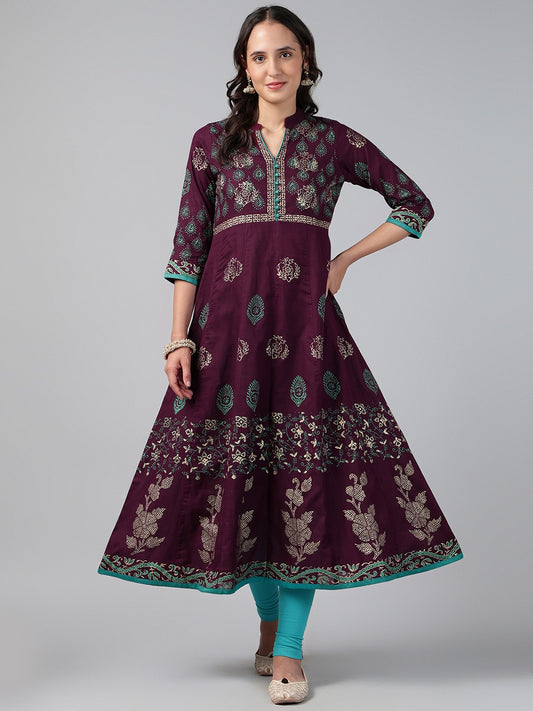 Printed Cotton Anarkali Kurta for Women