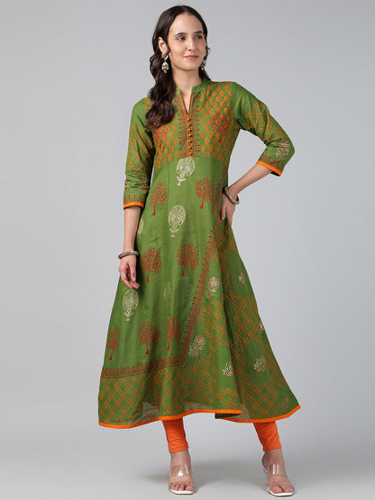 Printed Cotton Anarkali Kurta for Women